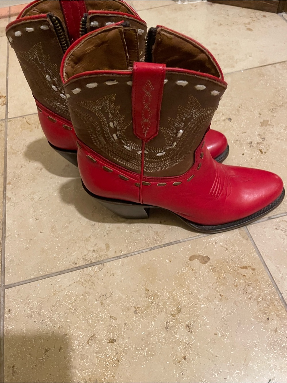 Kids Red and Brown Lucchese Cowboy Boots - Fashionable Western Style